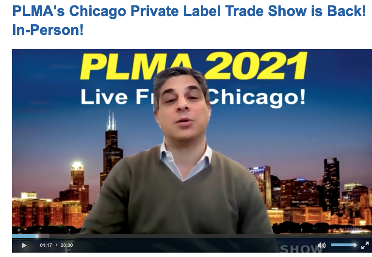 PLMA_USA's tweet photo. PLMA's Private Label Trade Show is back! The show will be held in-person Nov. 14-16 in Chicago. PLMA's Anthony Aloia shares all the details at https://t.co/2f09ZuKM2z #privatelabel #privatelabeltradeshow #plma https://t.co/XLg06Ch74j
