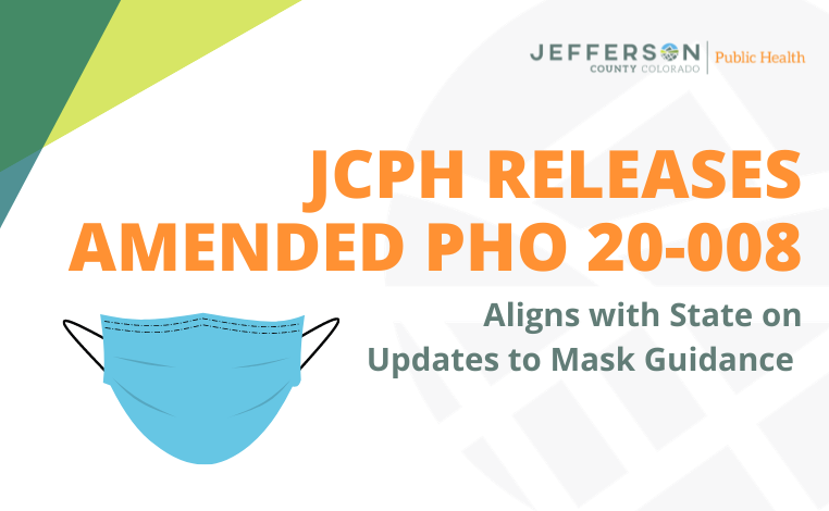 JeffcoPH's tweet photo. JCPH released an amended mask order that aligns with the State’s order. One major changes removes the mask requirement in indoor public spaces if 80%+ of those present are fully vaccinated. More info: https://t.co/ahEMSZnYbE. https://t.co/PGbmbU5nNc