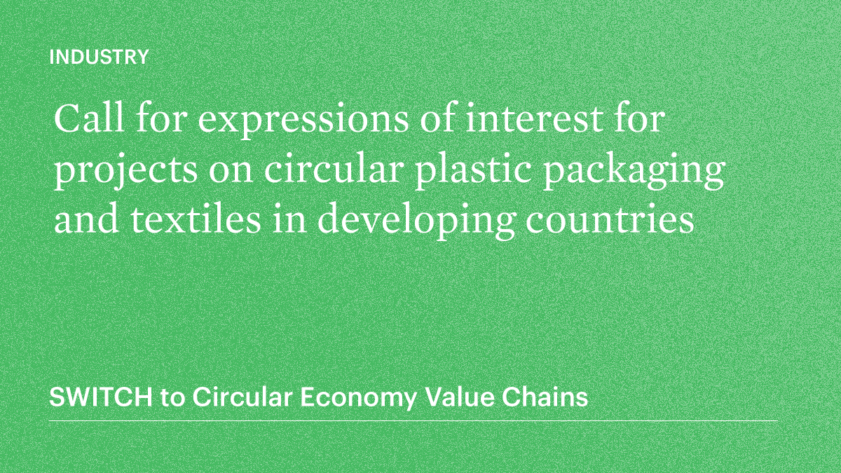 A partnership led by <a href="/UNIDO/">UNIDO</a> issued a call for expressions of interest for pilot projects aiming to accelerate the #CircularEconomy in two critical value chains in developing countries, #textiles and garments, and #plastic packaging.

👉 Read: bit.ly/3gNUvDy

#EUGreenDeal