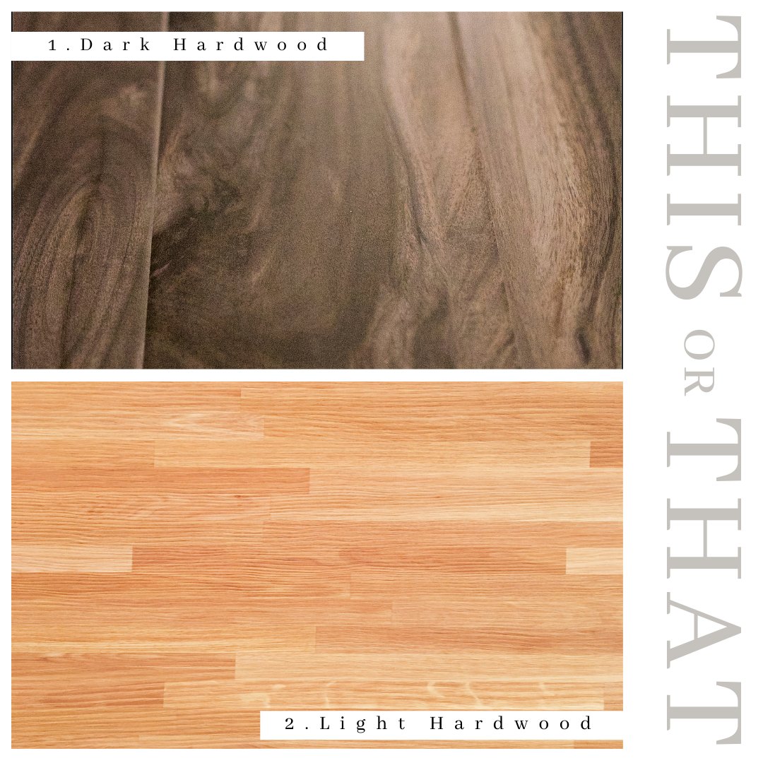 HackworthJenni's tweet photo. This or that?  Do you like light or dark hardwood floors?

Personally, I like something in between...I love my grey hardwood!

#thisorthat #realestate https://t.co/kAwujPQL36