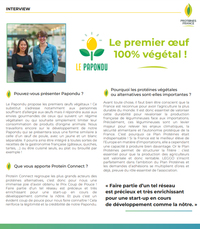Oui, c’est possible de faire une omelette sans casser des #œufs ! 🥚 🍳
Entretien avec Le Papondu, qui propose les premiers œufs 100% #végétaux. La #startup est lauréate du Prix Coup de pouce du concours Protein Connect !