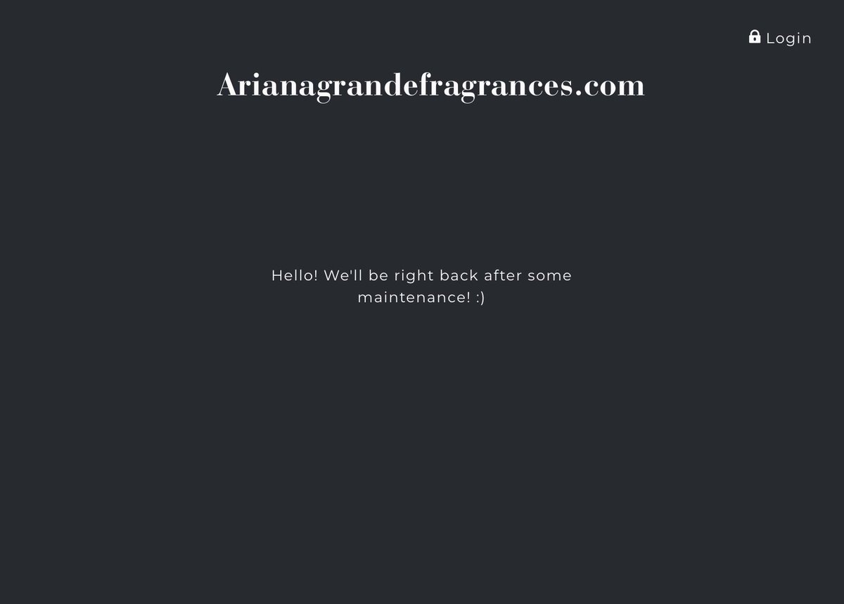 the ariana grande fragrance website is going under maintenance omg