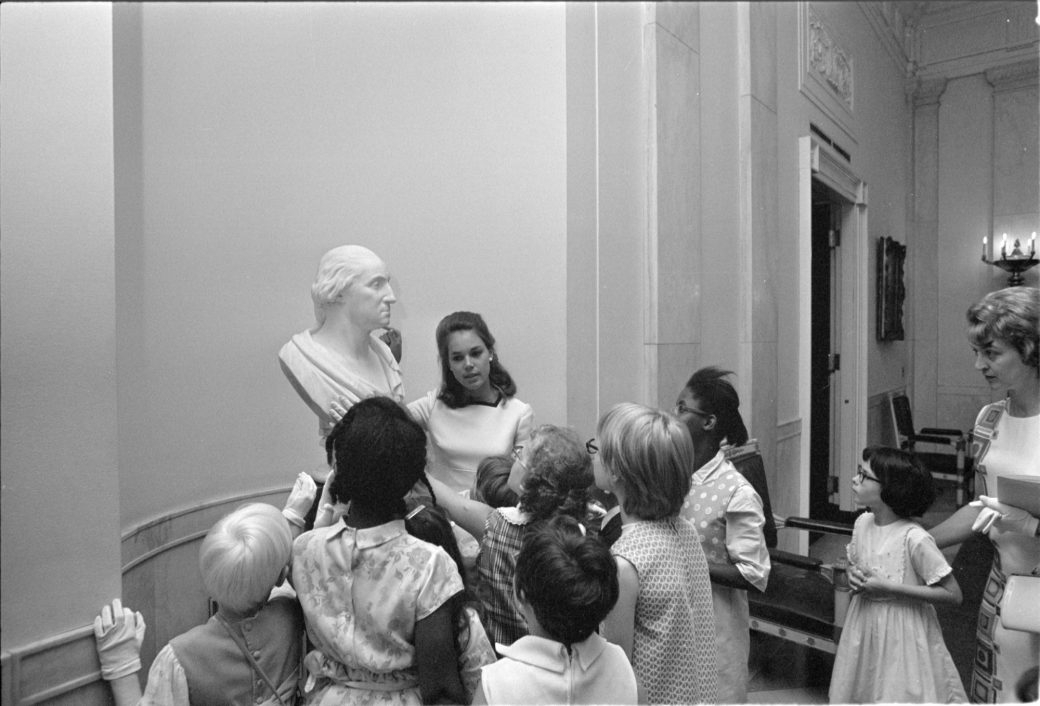 First Daughter Julie Nixon Eisenhower served as a White House Guide and in July 1969, she conducted a tour for sight-impaired and partially blind children. Image: Richard Nixon Presidential Library and Museum/NARA