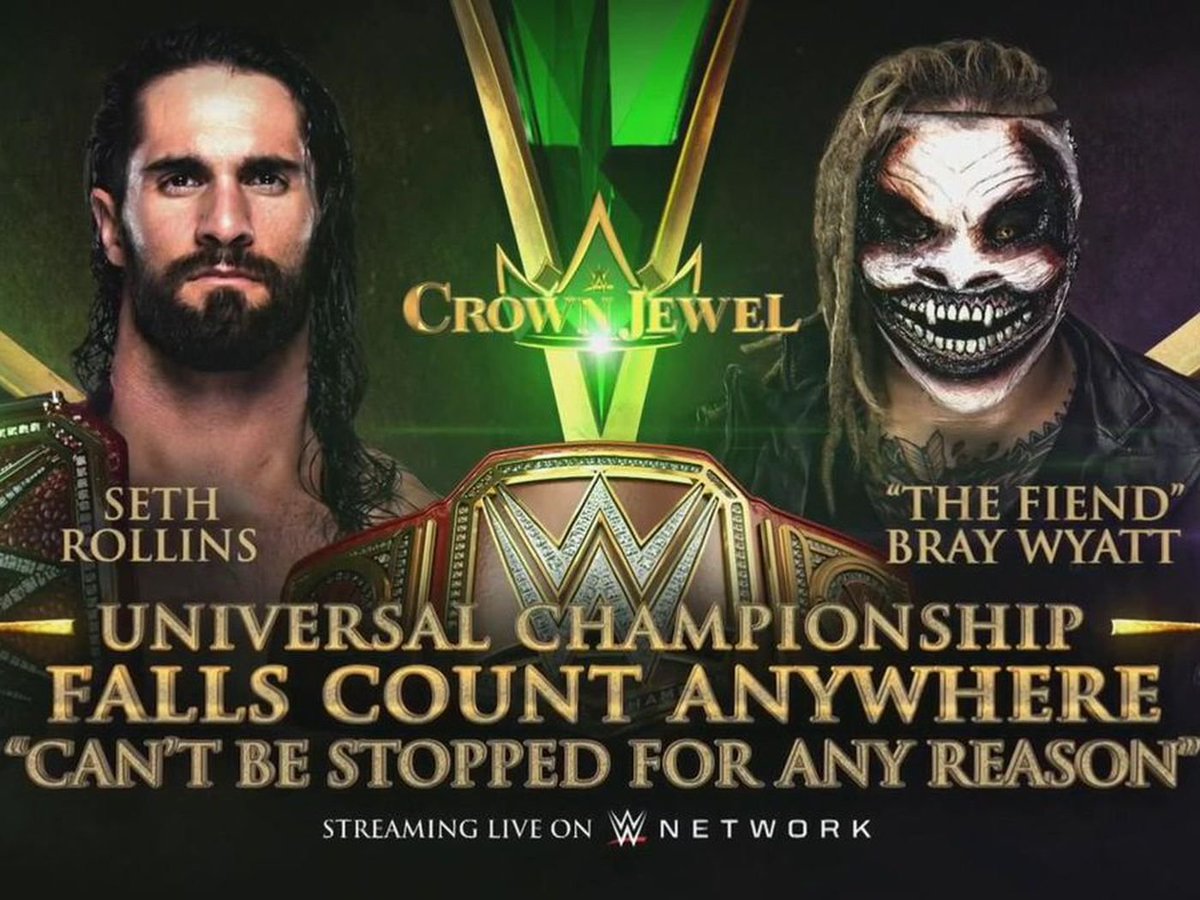 7. The Fiend vs Seth Rollins Universal Championship Falls Count Anywhere Crown Jewel 2019