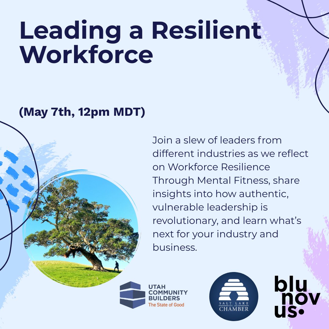 Join us this Friday as we welcome Utah's business leaders to engage in a panel discussion on workplace culture across multiple industries. Learn more about the power of authentic leadership and building workplace mental fitness.

Register here: blunovus.com/classes/leadin…