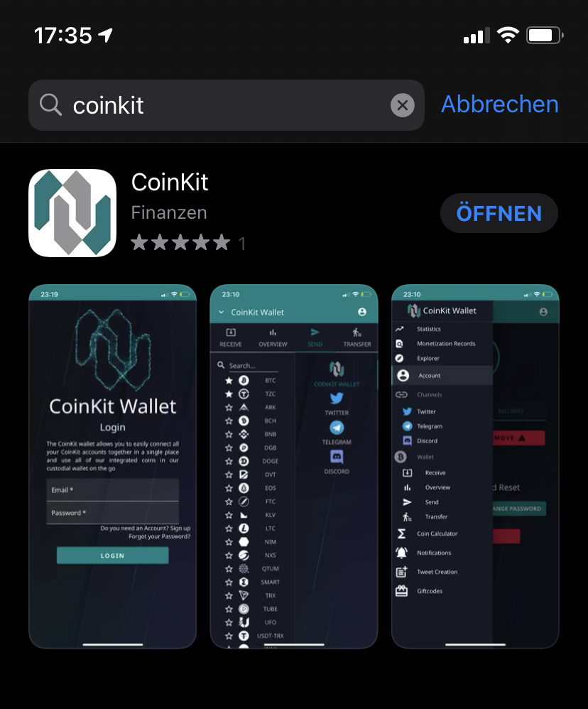 Mobile Apps for CoinKit, iOS and Android Store