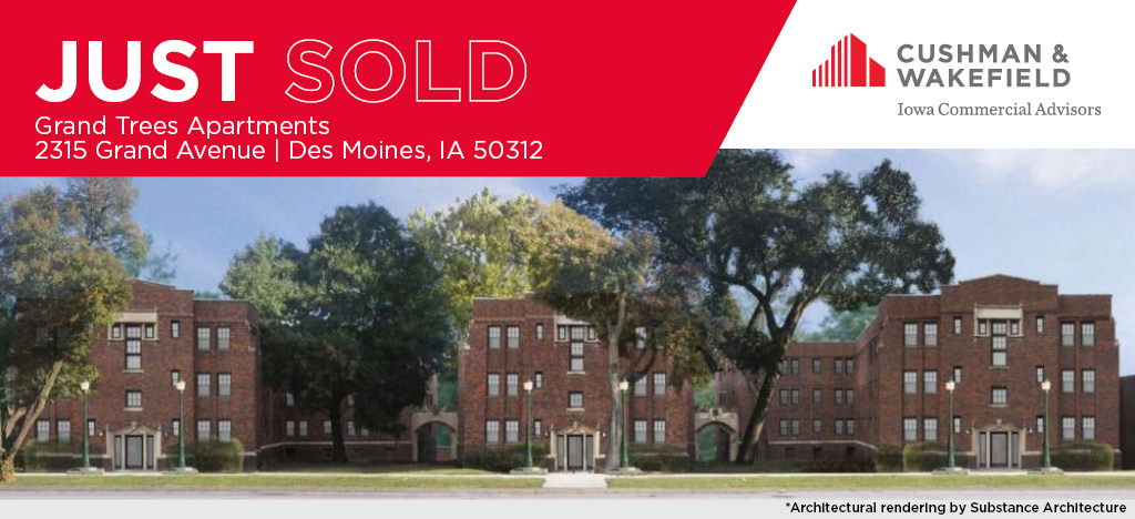 IowaCommAdvsr's tweet image. JUST SOLD | Grand Trees Apartments
2315 Grand Avenue | Des Moines, IA 50312

Congratulations to Mark Timmins and Jordan Bouslog on the sale of the Grand Trees Apartments! A $16.9 million historic renovation is planned for this 92 unit apartment complex on Grand Avenue. #sold #cre