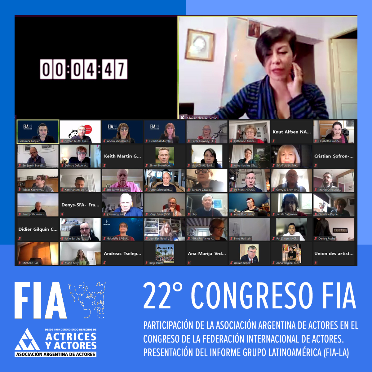 Participación de la Asociación Argentina de Actores en el 22° Congreso Internacional de <a href="/FIA_actors/">FIA actors</a> - La Presidenta de FIA-LA y Sec. Adjunta de AAA <a href="/AleloRincon/">ARG</a> presentó el informe latinoamericano.
Nota completa en: bit.ly/3xUEAJE