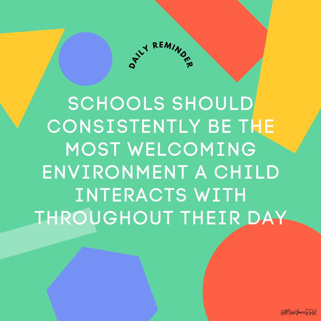 MsYoreSSW's tweet photo. I recently heard this reflection &amp; have not stopped thinking about it

Regardless of what time a child arrives at school, regardless of yesterday's behavior, every morning each child should know they are welcome &amp; that our school is better because they are here #TraumaInformed https://t.co/ghUVoT4TmV