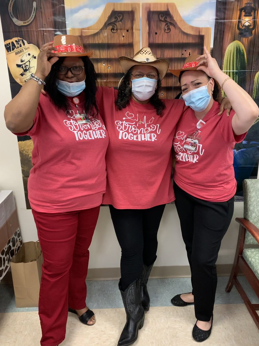 Infill 5 celebrates #NursesWeek country western style!! 🤠 We are so very proud of our 3 winners from the Clinical Nursing Excellence Awards - Sherene, Debora and Carmen! We work hard and we party harder 🤩💃🏻 #Teamwork #StrongerTogether #Yeehaw <a href="/AishaD_Miller/">Aisha Miller</a> <a href="/ErnestoPMir/">Ernesto Perez-Mir</a>