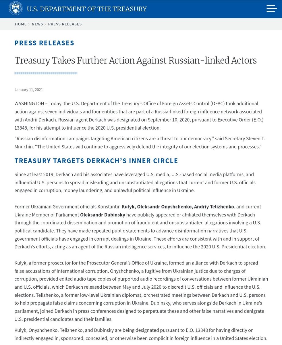 5/ #Telizhenko was sanctioned by the US in January over attempts to interfere in the 2020 election. https://home.treasury.gov/news/press-releases/sm1232