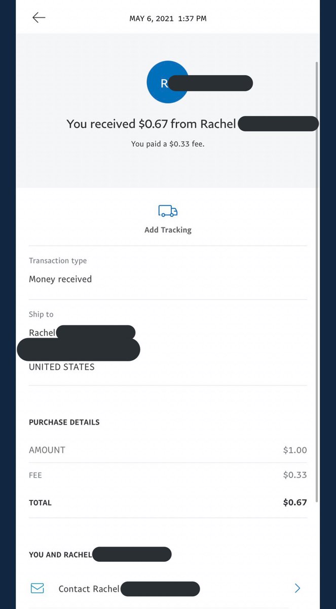 Huge heads up on PayPal Twitter Tip Jar. If you send a person a tip using PayPal, when the receiver opens up the receipt from the tip you sent, they get your *address*. Just tested to confirm by tipping  @yashar on Twitter w/ PayPal and he did in fact get my address I tipped him.  https://twitter.com/twittersupport/status/1390396738788339722