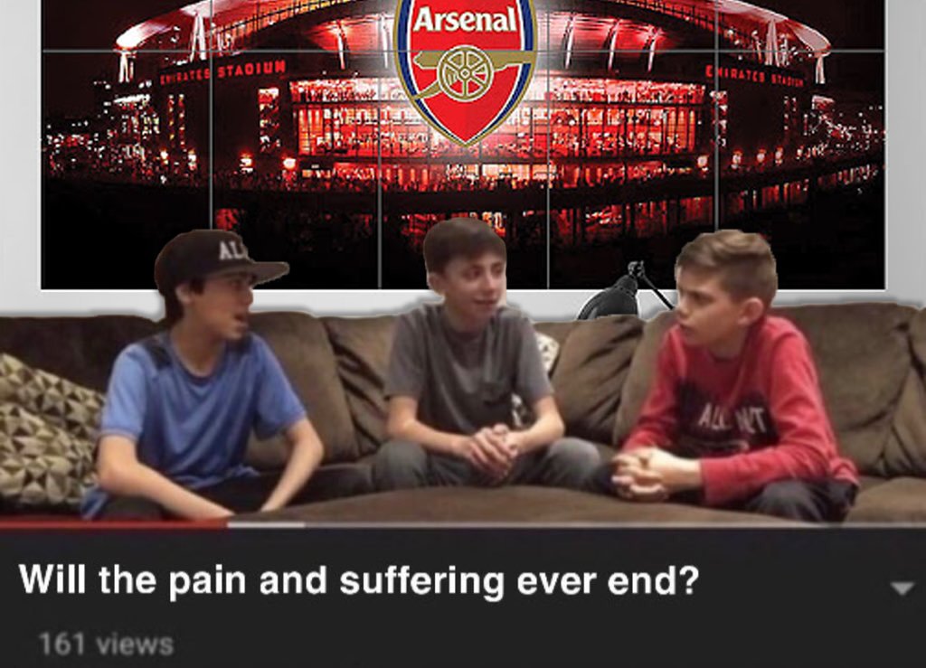 CBSSportsGolazo's tweet photo. #UEL semi-final defeat
9th in the League
No FA Cup. 
No League Cup.

ARSENAL MOOD: https://t.co/TidBAnzWeZ