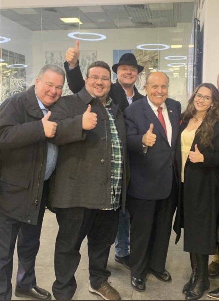 8/A cropped photo posted to FB by  #Telizhenko at the end of  #Giuliani’s trip to Kyiv on Dec. 6 shows those 2 men w/Artemenko; press sec,  #ChristiannéAllen; another aide; & an  #OAN camera operator at Zhuliany airport before the group boarded a private jet to return to the US.