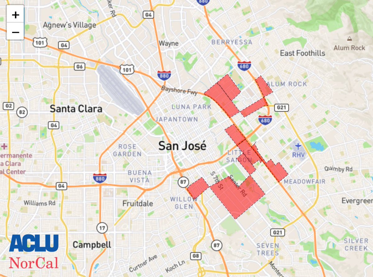 Town and city centers around the state frequently show up in red; apparently because these pockets of poverty are surrounded by comparatively wealthier and healthier areas. Here are Eureka, San Jose, and Corona, California. 7/