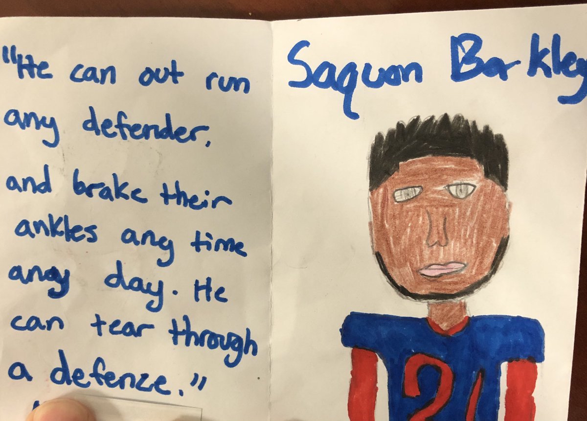 I received this handmade “media guide” from a student today. 💙 #bigblue #nyg <a href="/Giants/">New York Giants</a>