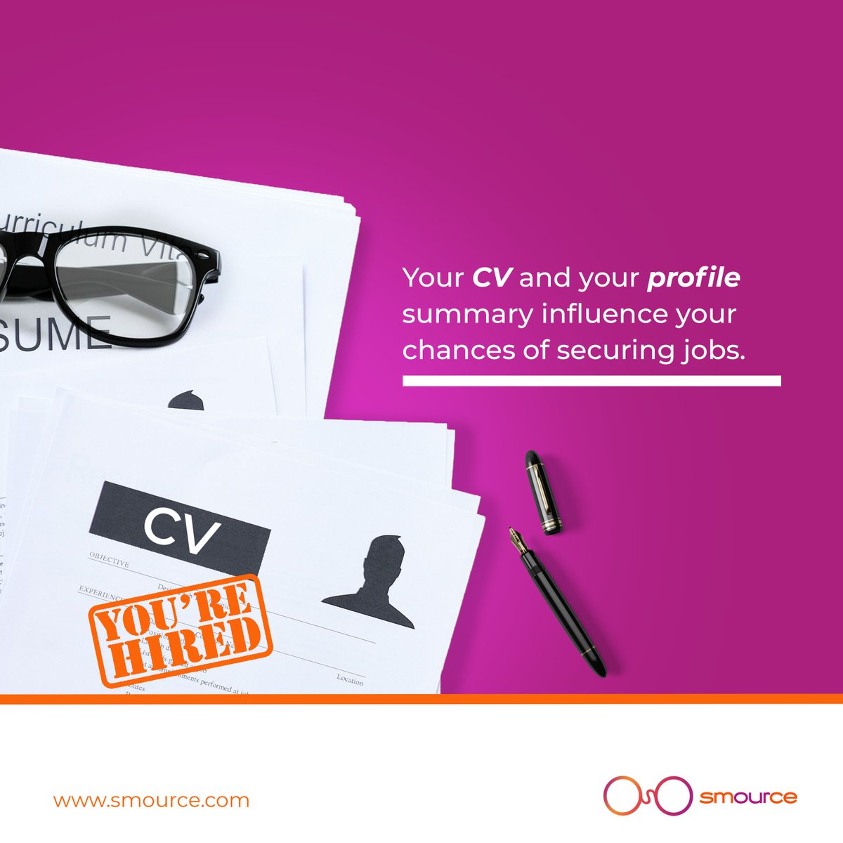 SmourceTech's tweet image. Recruiters and employers pay close attention to your profile summary. Get your CV optimised by Smource to boost your chances of getting hired. #Smource #Agency #CV #Resume #OnlineJobs #WorkFromHome #RecruitmentAgency #Branding #Agency #EmpoweringAfricans #PromotingAfricans