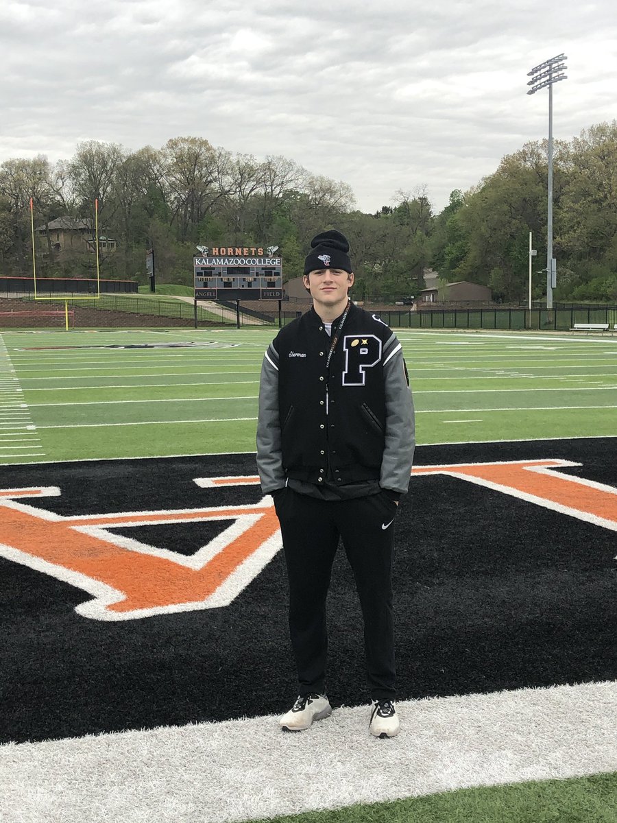 Had a great day at Kzoo. Thank you to Coach Pittman for having me on campus today. Absolutely amazing facilities and staff. Looking forward to being back soon. #GoHornets <a href="/KzooFootball/">Kalamazoo College Football</a> @CoachPitt_20 <a href="/Plymouth_Ball/">Plymouth Football</a> <a href="/TheD_Zone/">The D Zone</a>