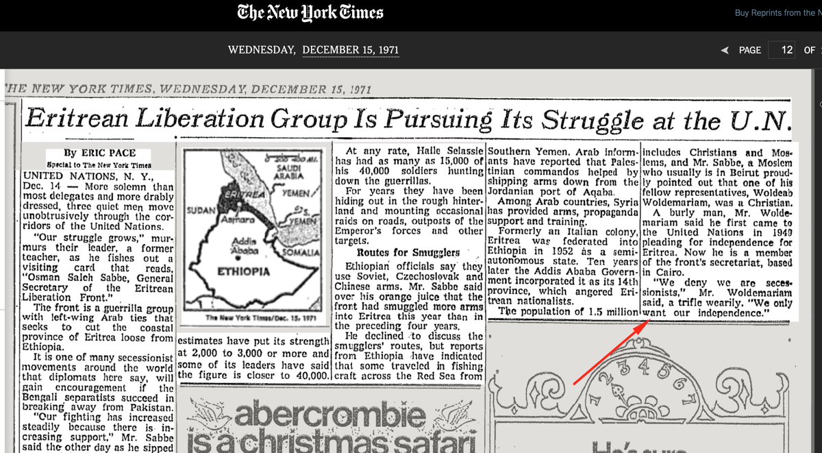 In 1971 He was interviewed by the  @nytimes about the diplomatic fight for independence at the  @UN and said “We deny we are secessionists. We only want our independence”