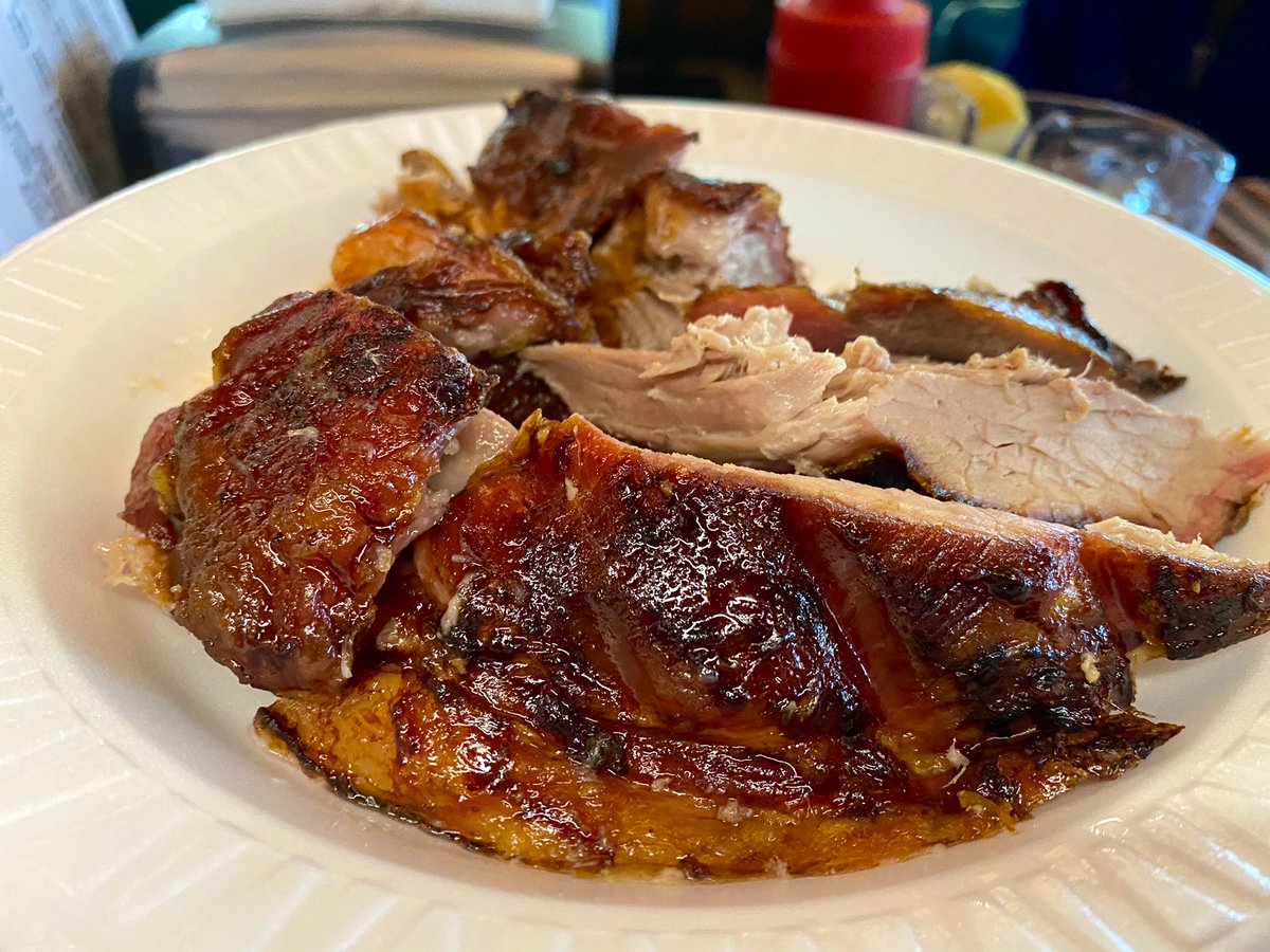 On the western side of NC, request the outside brown of the pork shoulders. No seasoning. Just smoke. I wouldn’t trade brisket away for it, but those were some incredible bites. I guess  @ColMorrisDavis needs to come to TX for a final showdown. (FYI this is just the warming “pit”) – bei  Bridges Barbecue Lodge