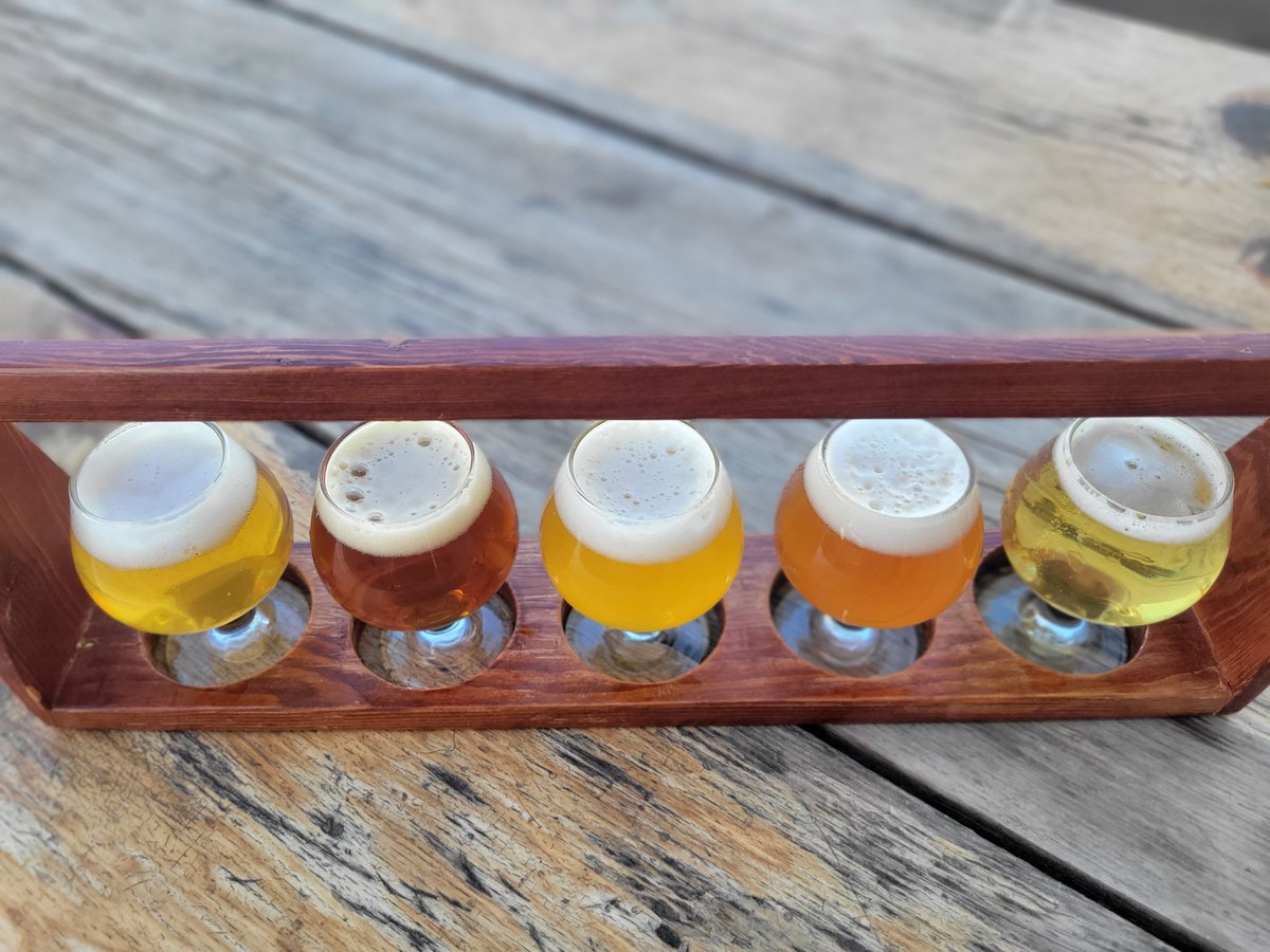 Views from above 😎 Did you know that our pallette pleasers are hand made by our company's head honcho? #skillz #handmade #custom #beerflights #craftbeerflights