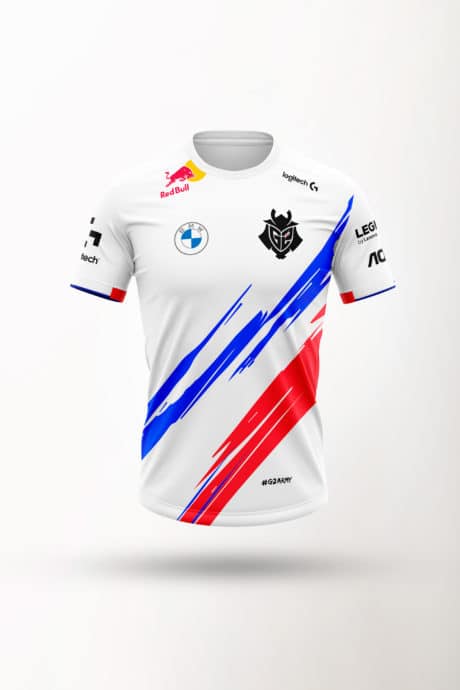 FlashLec's tweet image. À défaut de participer au #MSI2021, @G2esports sort sa nouvelle gamme de maillots nationaux... Dont celui de la France. 👀

Ça valide par ici ?