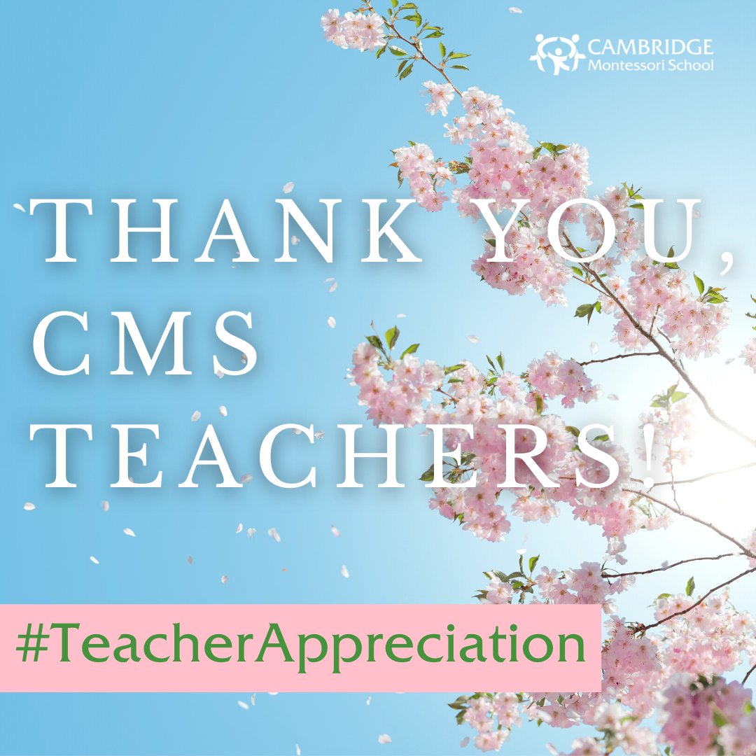As we close out Teacher Appreciation Week tomorrow, we wanted to share some wise words from our Head of School on appreciating teachers during this most challenging year: 

cambridgemontessori.org/news-detail?pk…