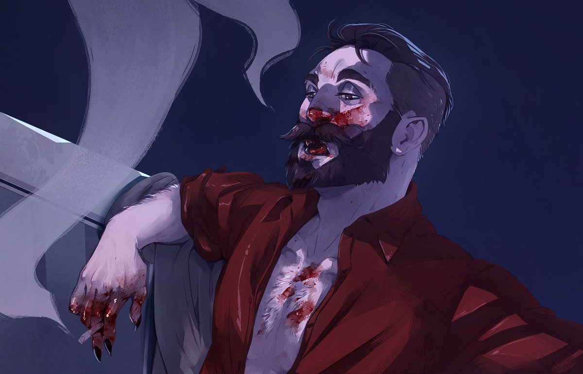 #paintingcommission of Florence for @/neonmelancholy :D

A JOY TO PAINT LOOK AT HIM (*・‿・)ノ⌒*:･ﾟ✧
-
#digitalart #digitalcommission #commissions #artcommissions #artistsontwitter #illustration #originalcharacter #vampireoc (blood cw)