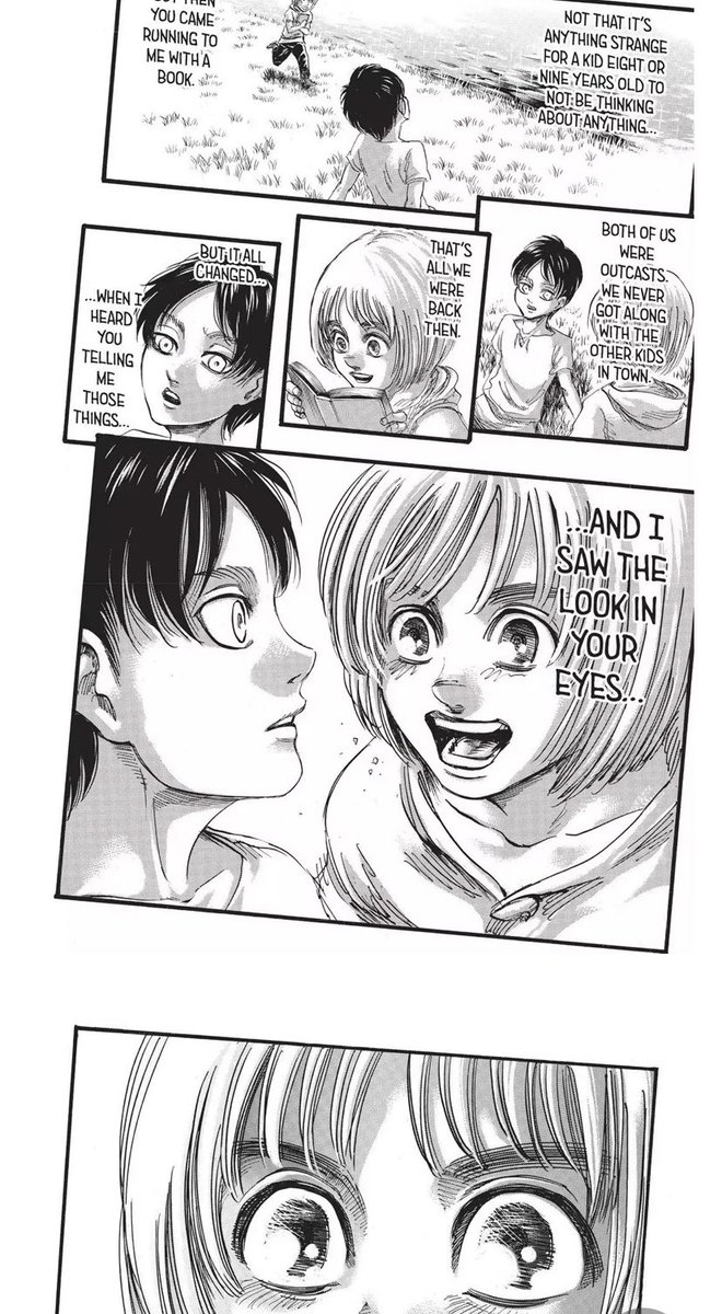 Walls are like cages where birds are locked up and they don’t have freedom to see beyond it. This was already Eren's mentality, since 9Why does he react like this? Eren realized he was not free since he saw Armin's twinkling eyes after talking about outside world