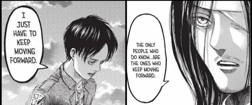 One of factors allowed Eren to move forward until his enemies were destroyed was putting his sensibilities & feelings asideBut who are Eren's enemies? They are evoked in 2 distinct categoriesOn one hand we have titans, on other hand we have humans wanting to take his freedom