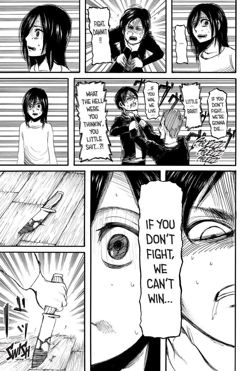 Eren killing kidnappers was one of defining moment in his character. He always had a great sense for justice,so much that he is willing to cross boundaries of moralityIt was on that day he said words "fight"which had a meaning throughout the manga,a source of motivation for all