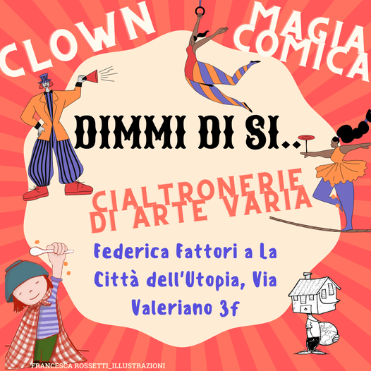 Domenica 9 maggio durante il piccolo #FestivalInternazionaleDellaZuppa di Roma ci sarà anche lo spettacolo "DIMMI DI SI" a cura di Federica Fattori! 
Che state aspettando ancora? Vi aspettiamo dalle 11:30 alle 18:00

Link all'evento Facebook: facebook.com/events/3786107…