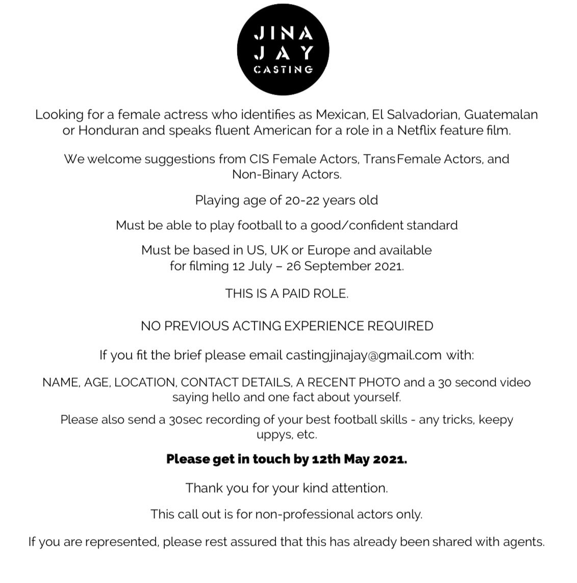 PLEASE SHARE - CASTING CALL

CASTING CALL FOR A NETFLIX FEATURE FILM

Please get in touch as soon as possible if this is you!

#casting #featurefilm #castingcall #openaudition #audition