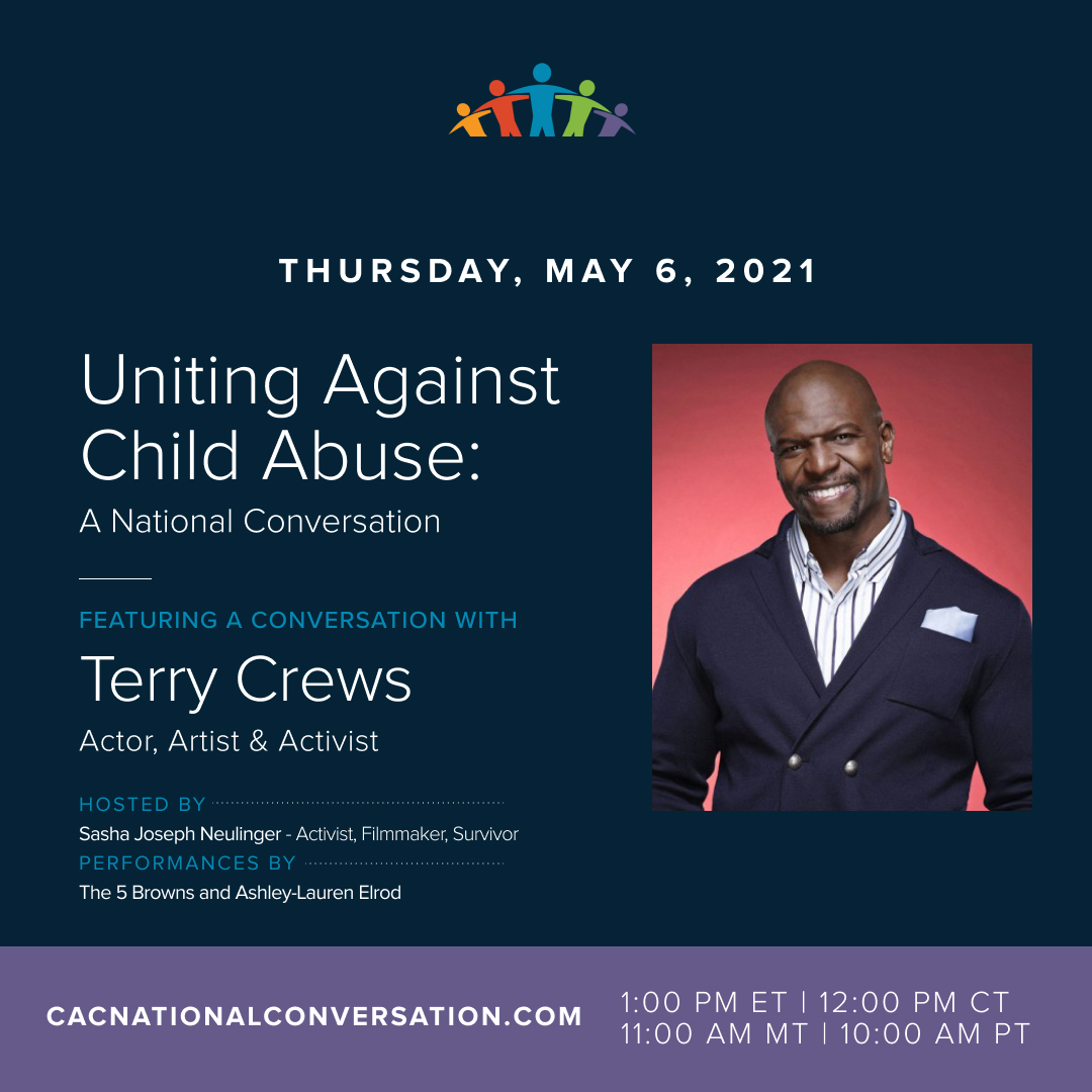 Chicago Children's Advocacy Center (@chicagochildren) on Twitter photo .<a href="/terrycrews/">Terry Crews</a> is speaking so movingly about the effects of his childhood trauma right now during #UniteAgainstChildAbuse. Tune in to this important conversation at cacnationalconversation.com and contribute today by texting āCAC2021ā to 44321 #HappeningNow. .<a href="/terrycrews/">Terry Crews</a> is speaking so movingly about the effects of his childhood trauma right now during #UniteAgainstChildAbuse. Tune in to this important conversation at cacnationalconversation.com and contribute today by texting āCAC2021ā to 44321 #HappeningNow.