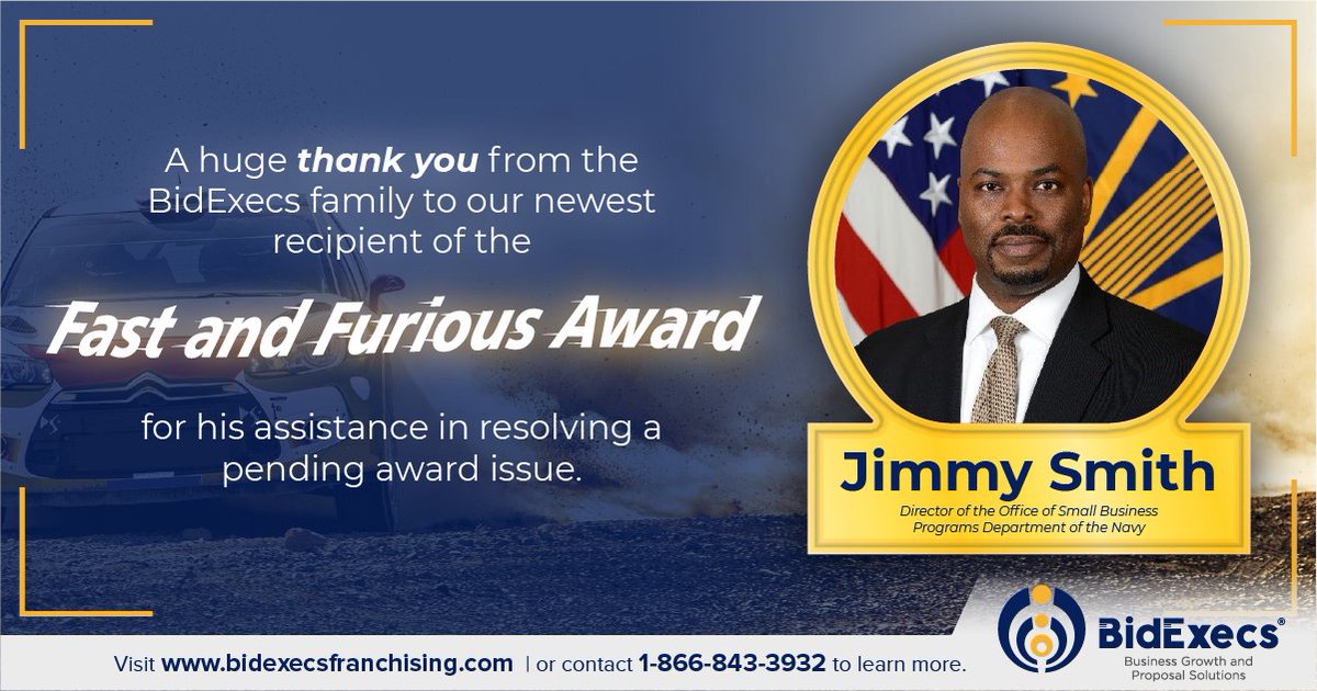 BidExecs's tweet image. A huge thank you to Mr. Jimmy Smith, Director at Department of the Navy Office of Small Business Programs.
#proposalhelper #navy #smallbusiness #bidexecs