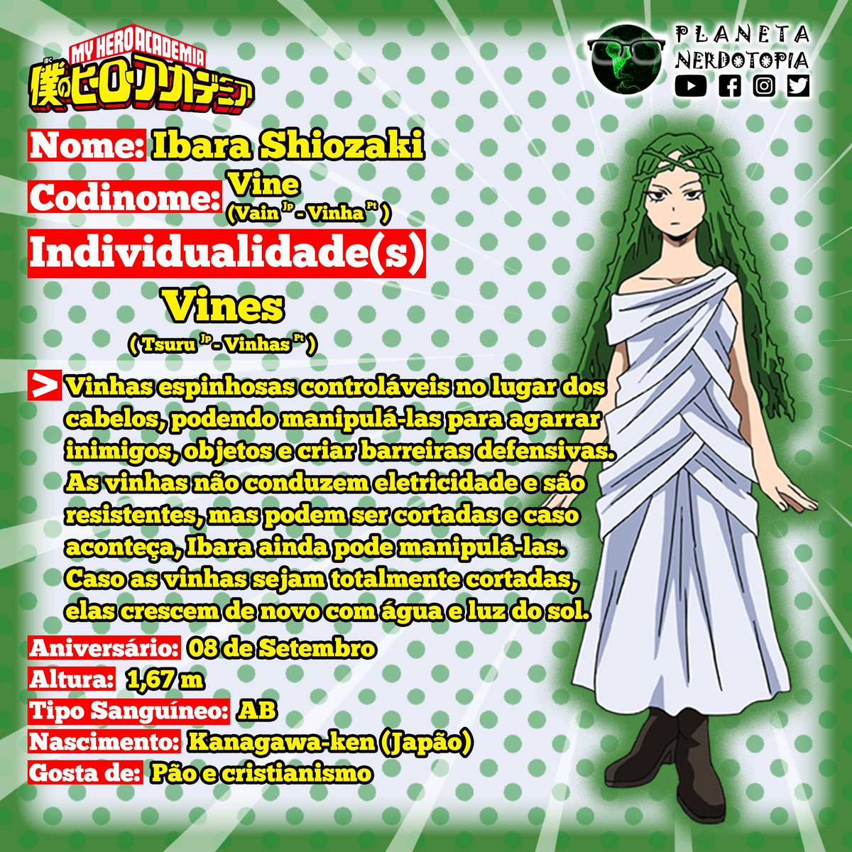 pnerdotopia's tweet image. Muito religiosa, modesta e cortês, sempre tenta manter sua humildade e honestidade bem aparente, mas já demonstrou ser bem severa com seus julgamentos e palavras.
#MyHeroAcademia #BokuNoHero #BokuNoHeroAcademia #BokuNoHeroAcademy #IbaraShiozaki #ShiozakiIbara #Vine #Maria