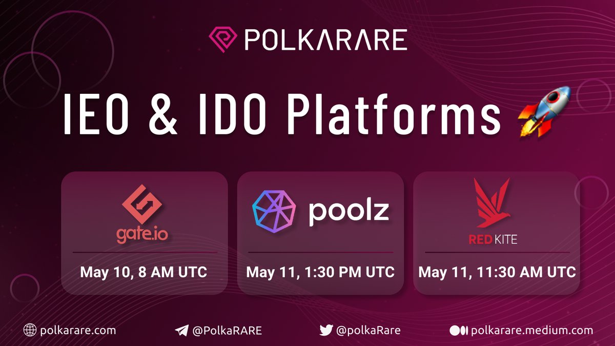 PolkaRARE (@polkarare) on Twitter photo ๐ All the Details regarding our IEO & IDO platforms are live & the whitelisting is open for #Poolz & #RedKite!
โ
IEO Platform: Gate.io
โ
IDO Platforms: <a href="/Poolz__/">Poolz Finance | Weโre Hiring!</a> & Red Kite
Whitelisting details: polkarare.medium.com/polkarare-publโฆ
Let's spread the word ๐ ๐ All the Details regarding our IEO & IDO platforms are live & the whitelisting is open for #Poolz & #RedKite!
โ
IEO Platform: Gate.io
โ
IDO Platforms: <a href="/Poolz__/">Poolz Finance | Weโre Hiring!</a> & Red Kite
Whitelisting details: polkarare.medium.com/polkarare-publโฆ
Let's spread the word ๐