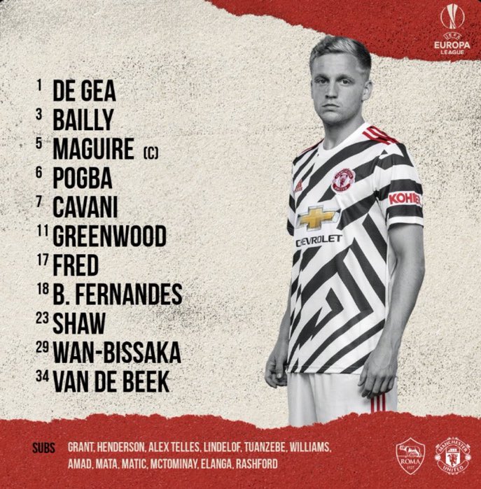 CarolRadull's tweet image. Manchester United starting line-up Vs Roma. (Agg 6-2) #MUNROM #SportsArenaKE