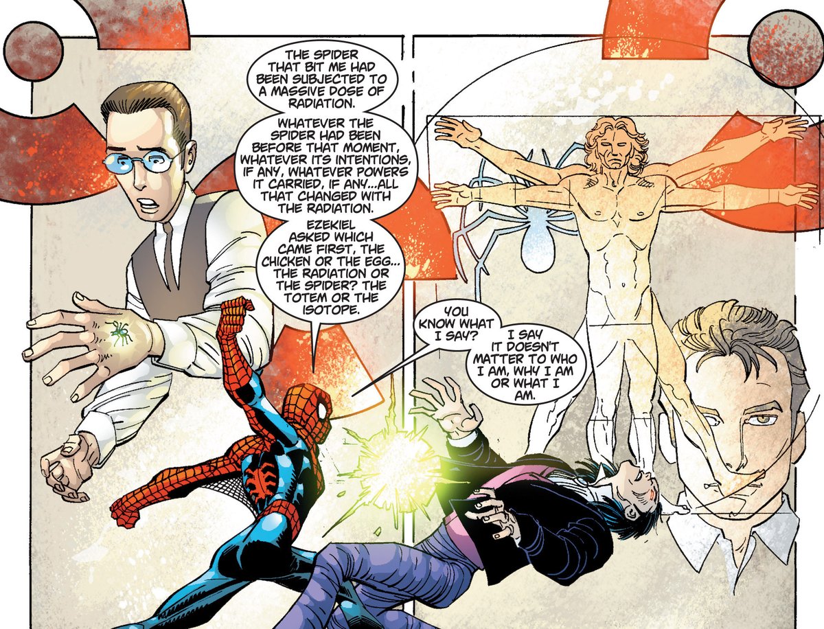 The better question is...Does it ultimately matter?(How Peter's powers work) JMS and JRJR answer this question beautifully in the conclusion to their first Amazing Spider-Man story arc (one of my favorites of all-time).