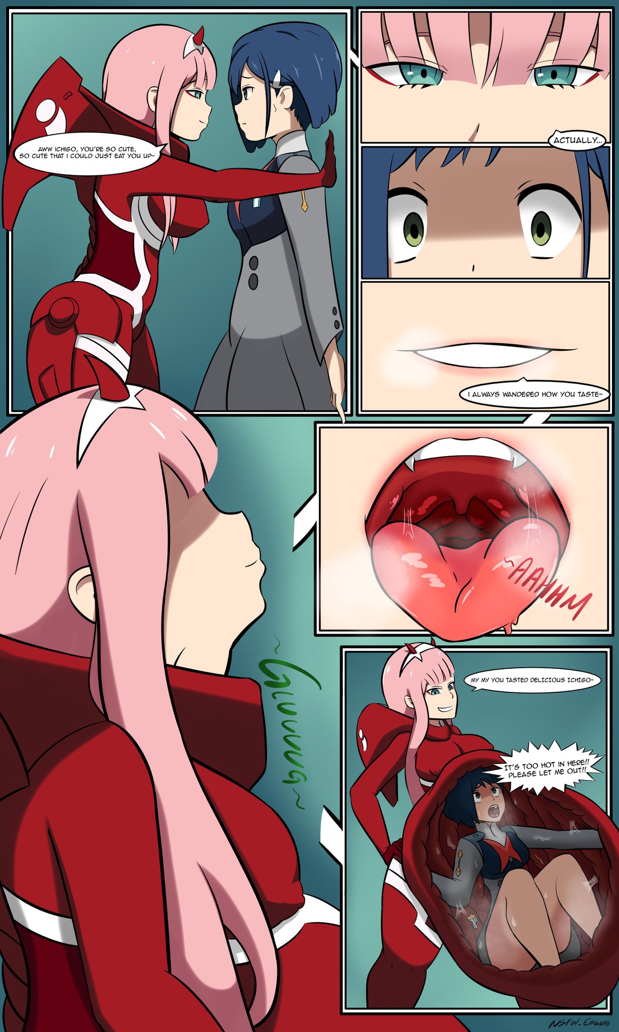 J.V.A🔞 on X: Comic commissioned by the amazing Jesusr15 fom aryion,  thanks a lot for ur incredible support! ^^ . voreart #vorefetish #vore  #vorecomic #zerotwo #ichigo #darlinginthefranxx #internalview #femalepred  #femaleprey #mawshot #mouthfetish #