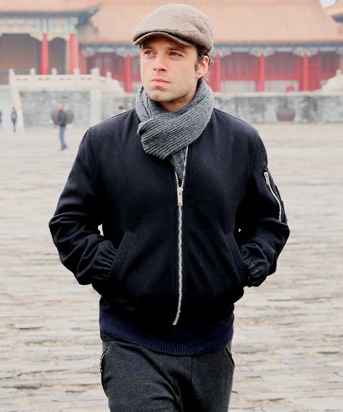 sebastian stan wearing his little grandpa hats ; a thread <3