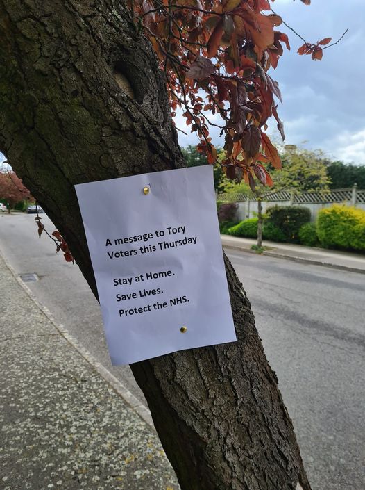 Spotted by Mrs. A near our local polling station. (It's very blue round here.)