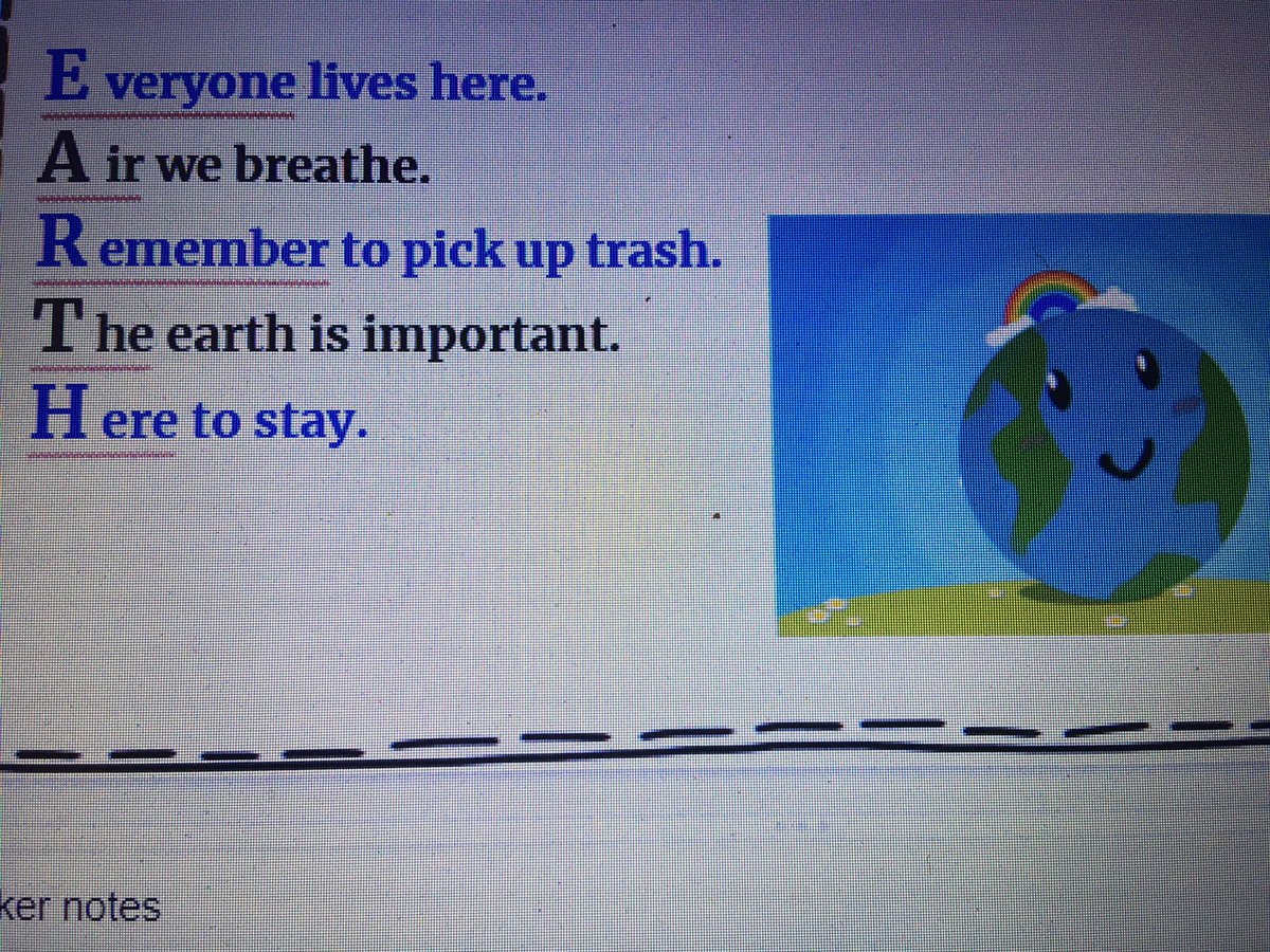 RaudssusHeather's tweet photo. Some great poems to celebrate our Earth from grade 3/4 @QueenE_PS https://t.co/XKdOY0sNiA