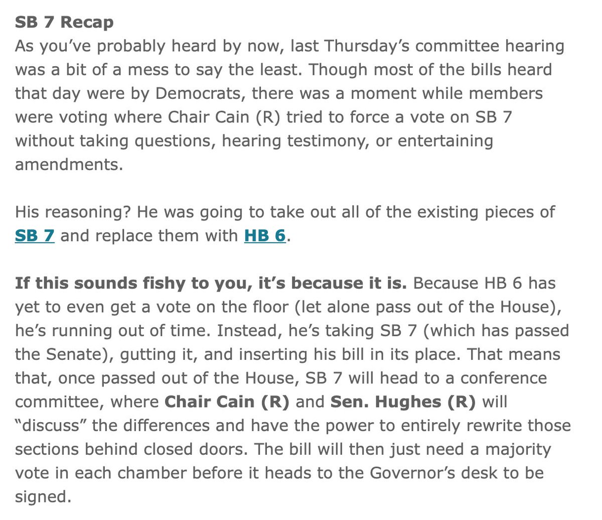 Members are slowly starting to trickle back in, so now's a good time to remind y'all that though HB 6 is on the calendar, it's going to become SB 7 -- here's why   #txlege