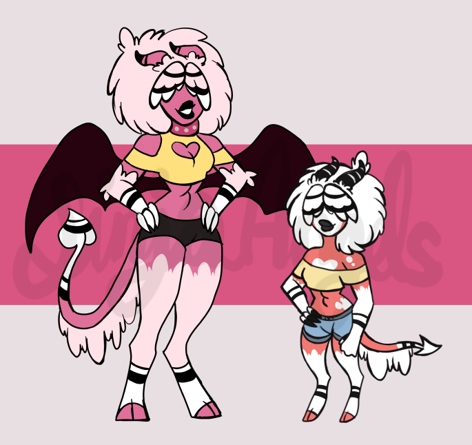 BessieHellhound's tweet photo. Bessie as a Succubus and Imp. 
Cleaned up their first designs. #HHOC https://t.co/F2lQrFrVf6