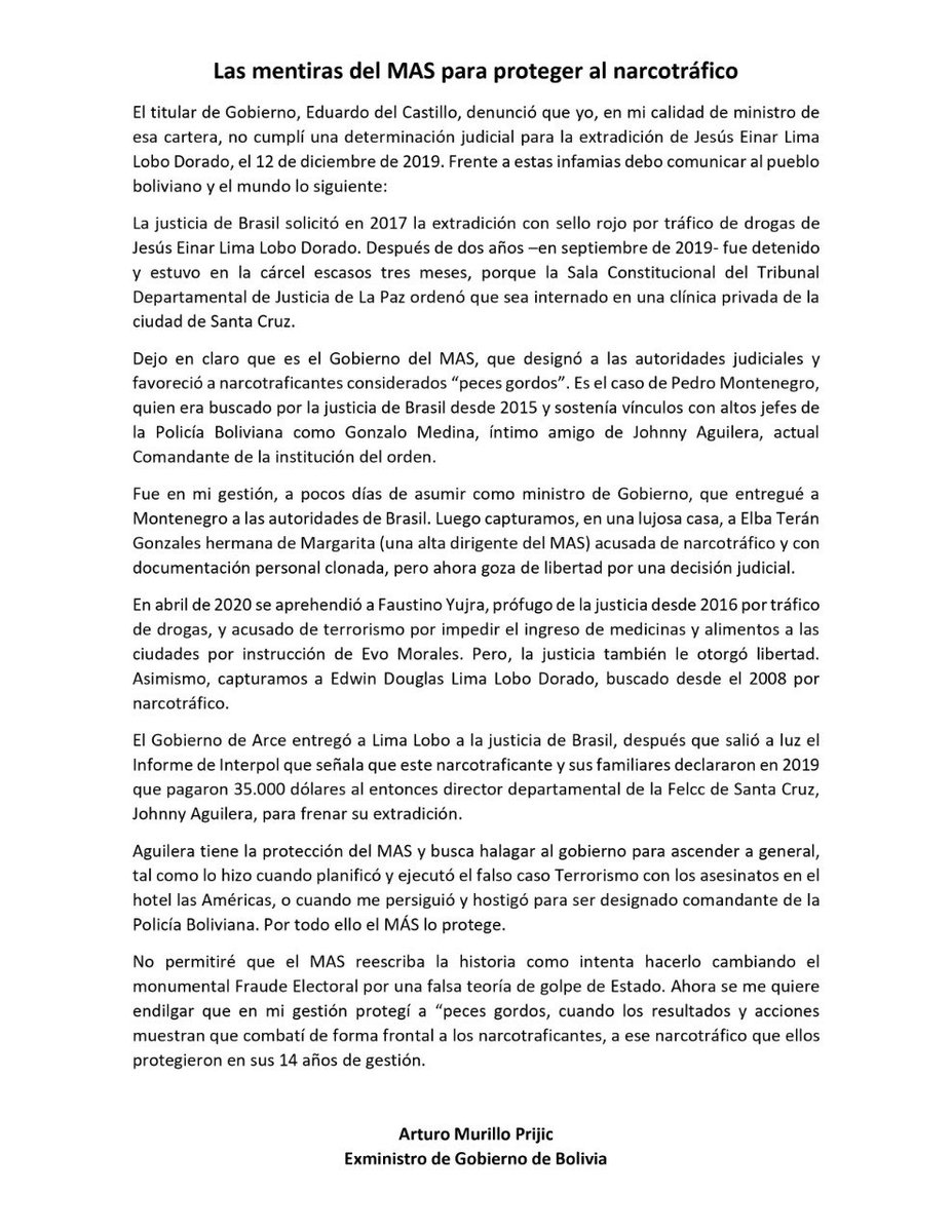 Frente a las canalladas del <a href="/MindeGobierno/">Ministerio De Gobierno Bolivia</a> dejamos en claro nuestra verdad.