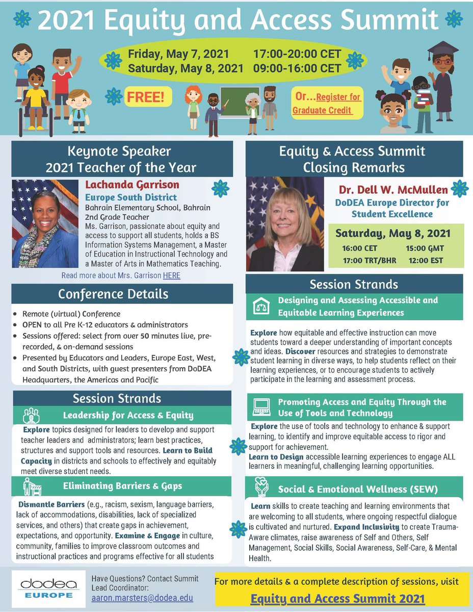 Educationoflife's tweet image. It’s finally here! @DoDEA_Europe’s Equity &amp;amp; Access Summit! This Friday &amp;amp; Saturday will have powerful, thought provoking, &amp;amp; engaging sessions. See you there! #teach4dodea #dodeaproud @Caletha8 @RadGuro @JOL_Education @DellMcMullen @CSArnoldScience @BahrainSchool @DODEAPOY2018