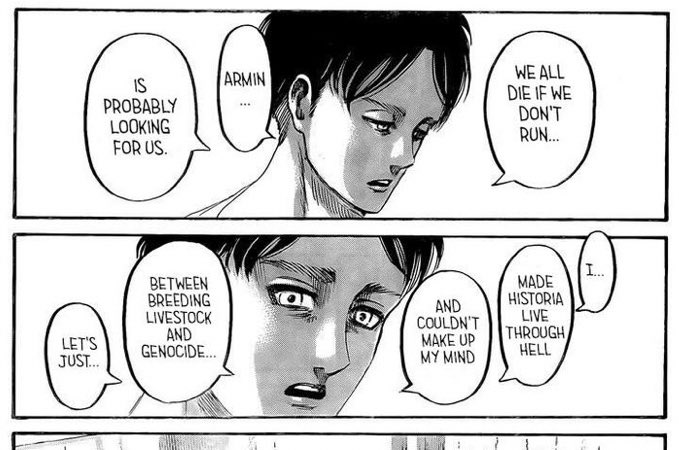 make them happy for one last time. He made Mikasa understood the consequences of a choice when they run away together, it would be slaughter of Paradise and their friends.However, that dream gave Mikasa the understanding Eren is doing this for Island as he couldn't abandon his