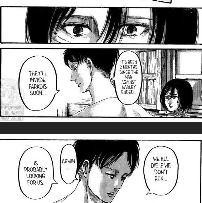 make them happy for one last time. He made Mikasa understood the consequences of a choice when they run away together, it would be slaughter of Paradise and their friends.However, that dream gave Mikasa the understanding Eren is doing this for Island as he couldn't abandon his