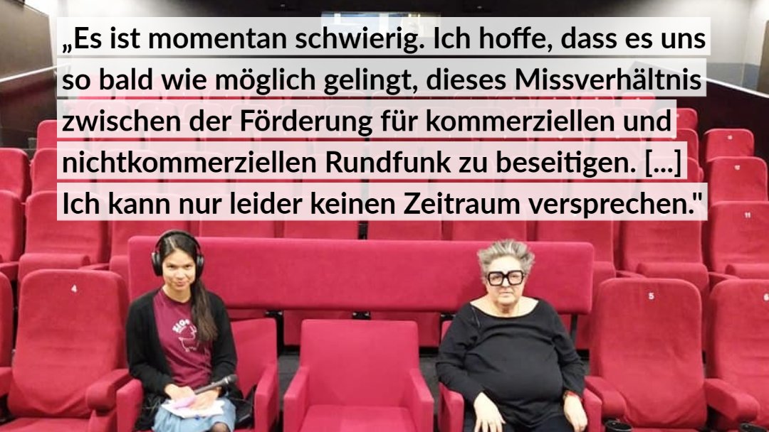 #FROzine zum Thema #Kultur-, #Medienpolitik und #Pressefreiheit jetzt hören: fro.at/ueberlebenskue…
<a href="/MWetzlmaier/">Marina Wetzlmaier</a> im Gespräch mit <a href="/blimlinger/">Eva Blimlinger</a> (Kultursprecherin <a href="/diegruenen/">Die Grünen</a>) beim Kulturrundgang in Wels mit <a href="/GrueneWels/">Grüne Wels</a>.
Wann kommt die Erhöhung des Nichtkommerz. #Rundfunkfonds? 1/4